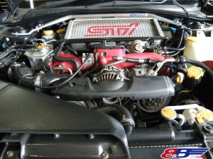 BBSのアルミホイールを装着したインプレッサWRX STI(GDB)の納車前整備を行いました。